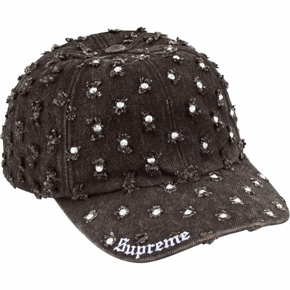 Supreme Hole Punch Rhinestone Denim 6-Panel Black