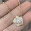 Hot-selling Seiko micro-inlaid flower pearl necklace raw luxury four-braided flower pendant collarbone chain