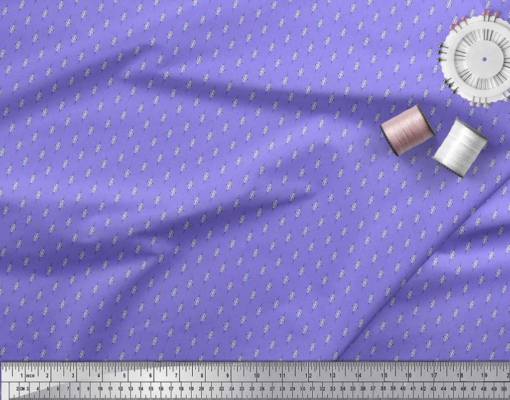 Soimoi Japan Crepe Satin Fabric Dot & Leaves Small Motif Shirting Print Fabric by the Metre 42 Inch