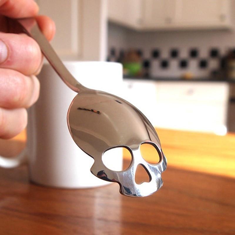 New Skull Spoon Creative Skull Spoon Reduce Sugar Salt Spoon Stainless Dessert Ice Cream Spoon