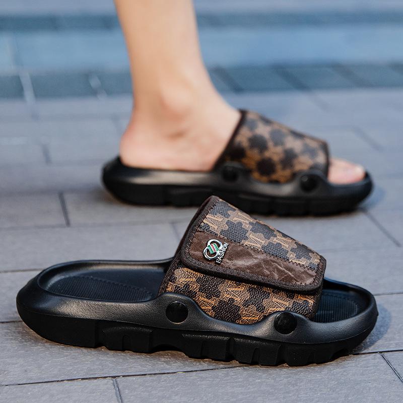 New Men's Cloth Upper Rubber Sole Slippers Concave Platform Slippers for Men Beach Sandals Home Anti-slip Light Slides Sandalias