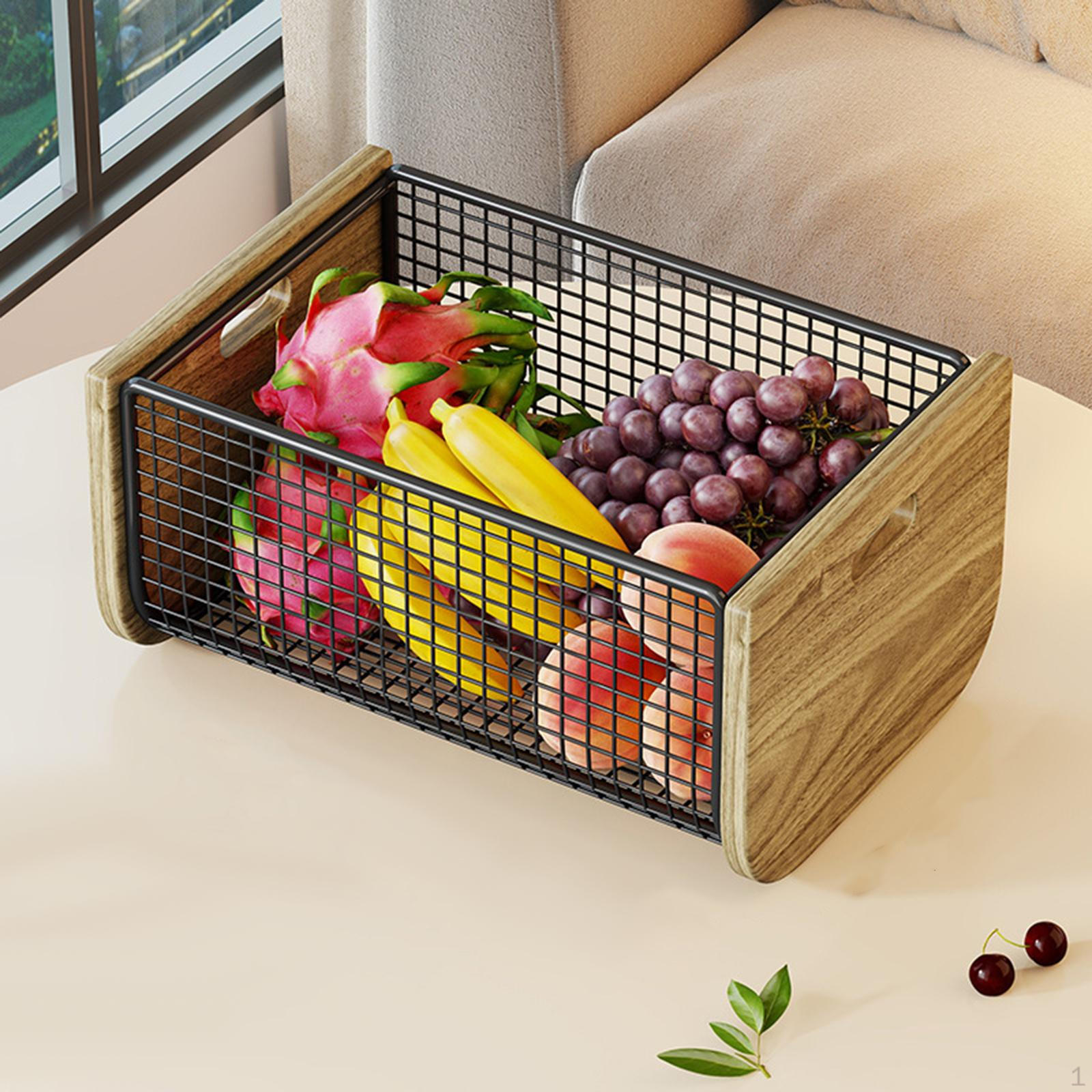 

Wire Basket Fruit Bowl Large Capacity Storage Bin Vegetable Drain for Countertop Cabinet L