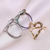 Open Adjustable Finger Accessory Couple's Heart Accent Rings Stainless Steel Adjustable Fashion Rings Jewelry