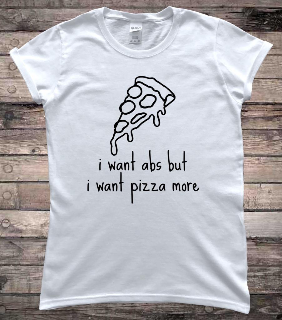 Funny Pizza Abs Gym Ladies T-Shirt