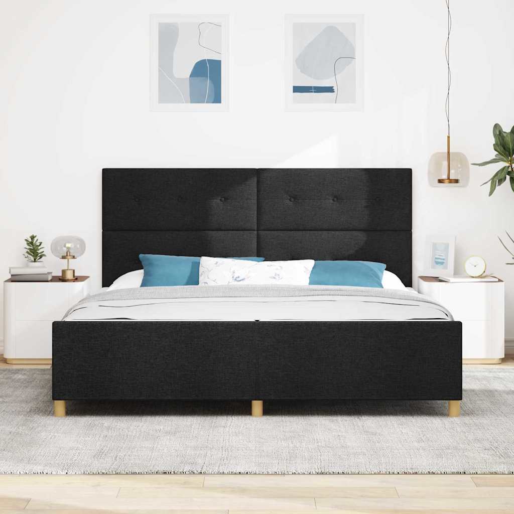 Bed Frame with Headboard Black 200 x 200 cm Fabric