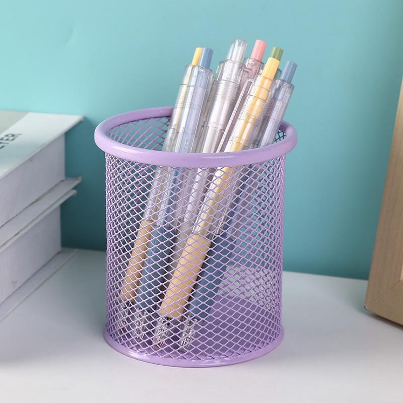 Multifunction Round/Square Mesh Pen Pot Multicolor Pen Holder Desk Tidy Stationery Organiser Pencil Storage Stationery Organiser