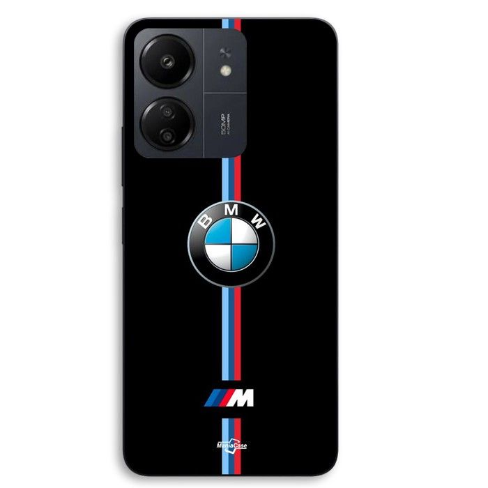 Coque téléphone - MANIACASE - Xiaomi Redmi 13C 4G - Silicone TPU - BMW logo couleur M - Noir