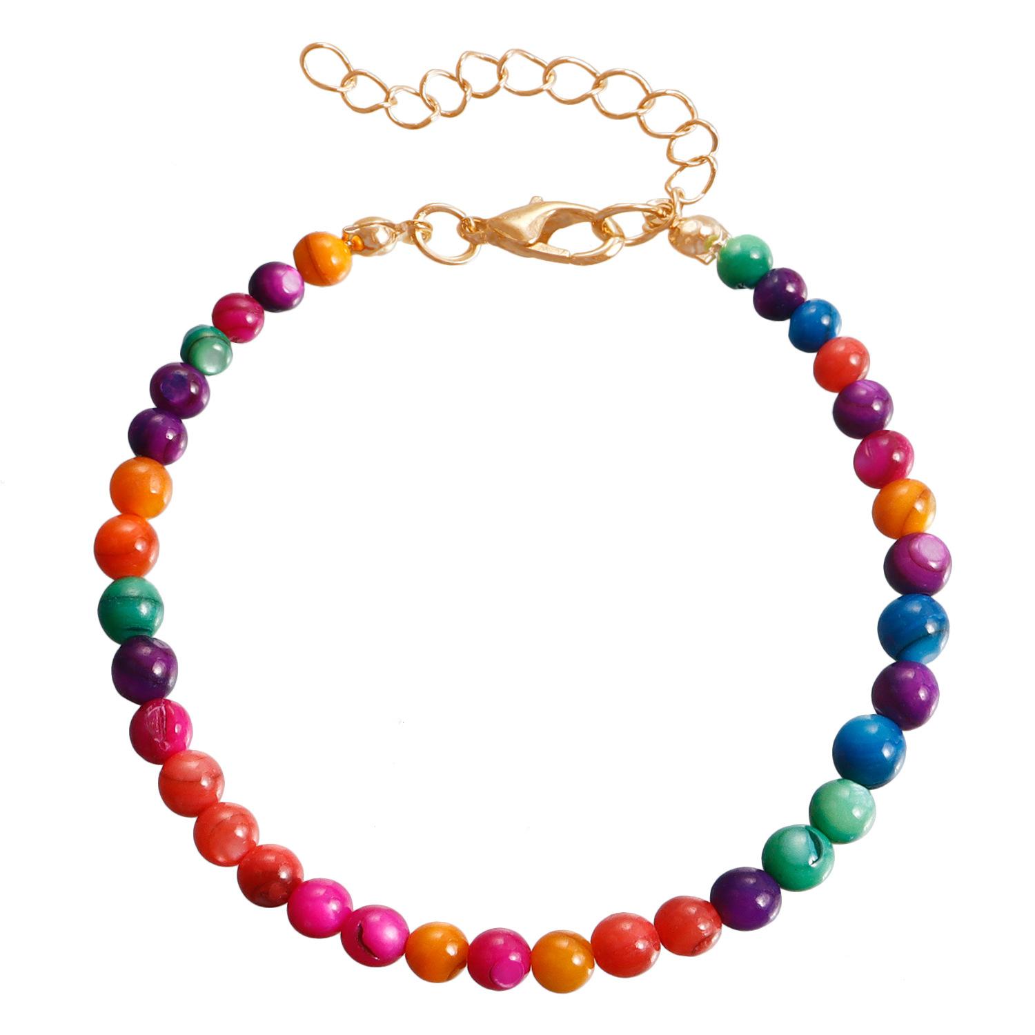 European and American Bohemian ethnic style, mixed color shell beaded necklace ins beach style fashion bracelet collarbone chain