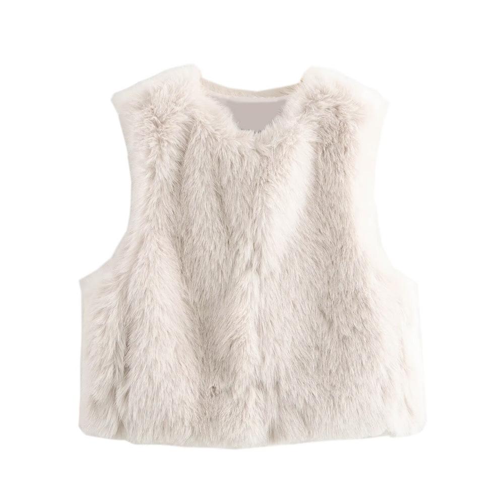

2024 Autumn/Winter Women s Fashion Faux Fur Short Vest L