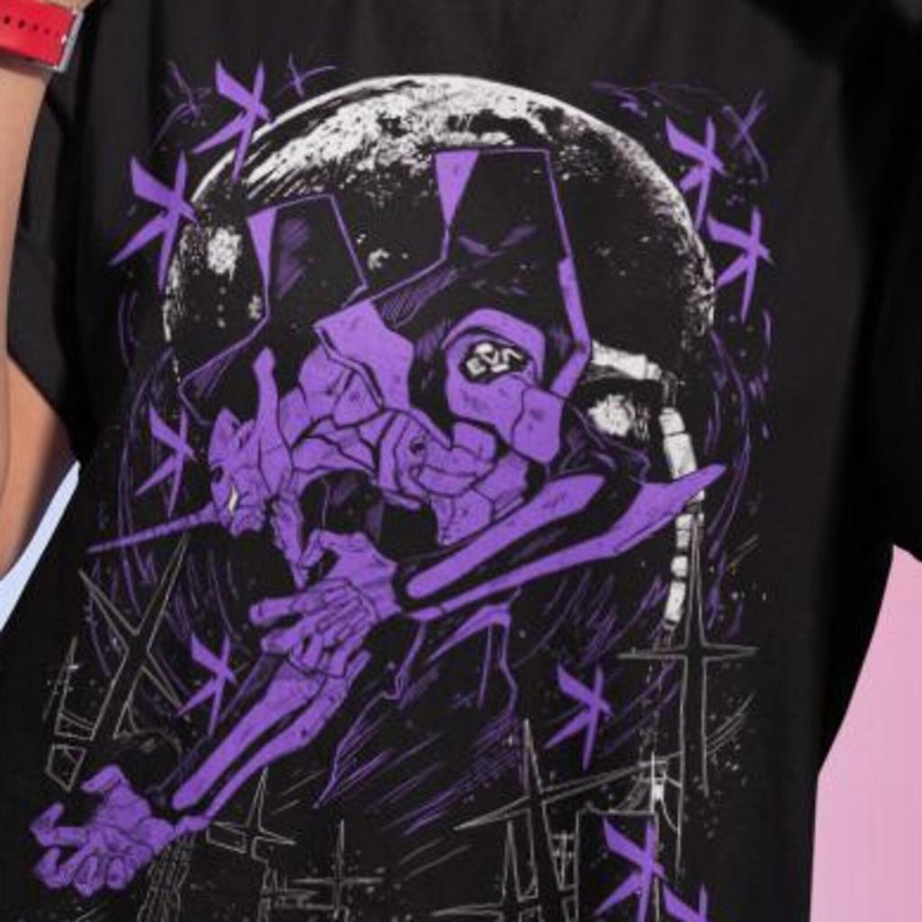 Anime Shirt Neon Genesis Evangelion Eva Unit 02 Japanese Black T-shirt
