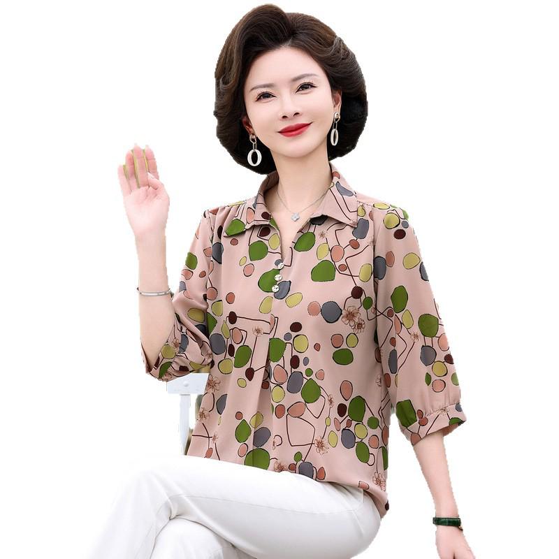 New Summer Chinese-Style Blouse: Elegant, Age-Defying Top for Middle-Aged Women