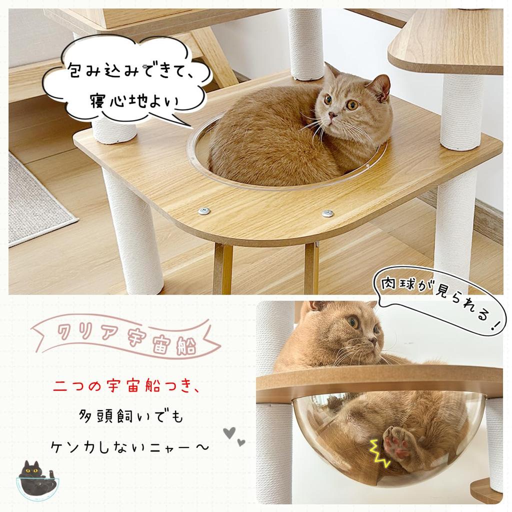 Japanese Manufacturer RAKU Cat For Senior Fat Transparent Comes with Hammock Height Approximately 130 Cat House for Multiple Rounded Easy To with