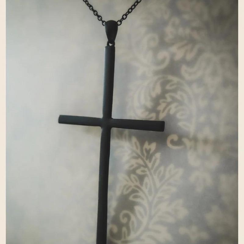 Victorian Gothic Black Cross Pendant Necklace