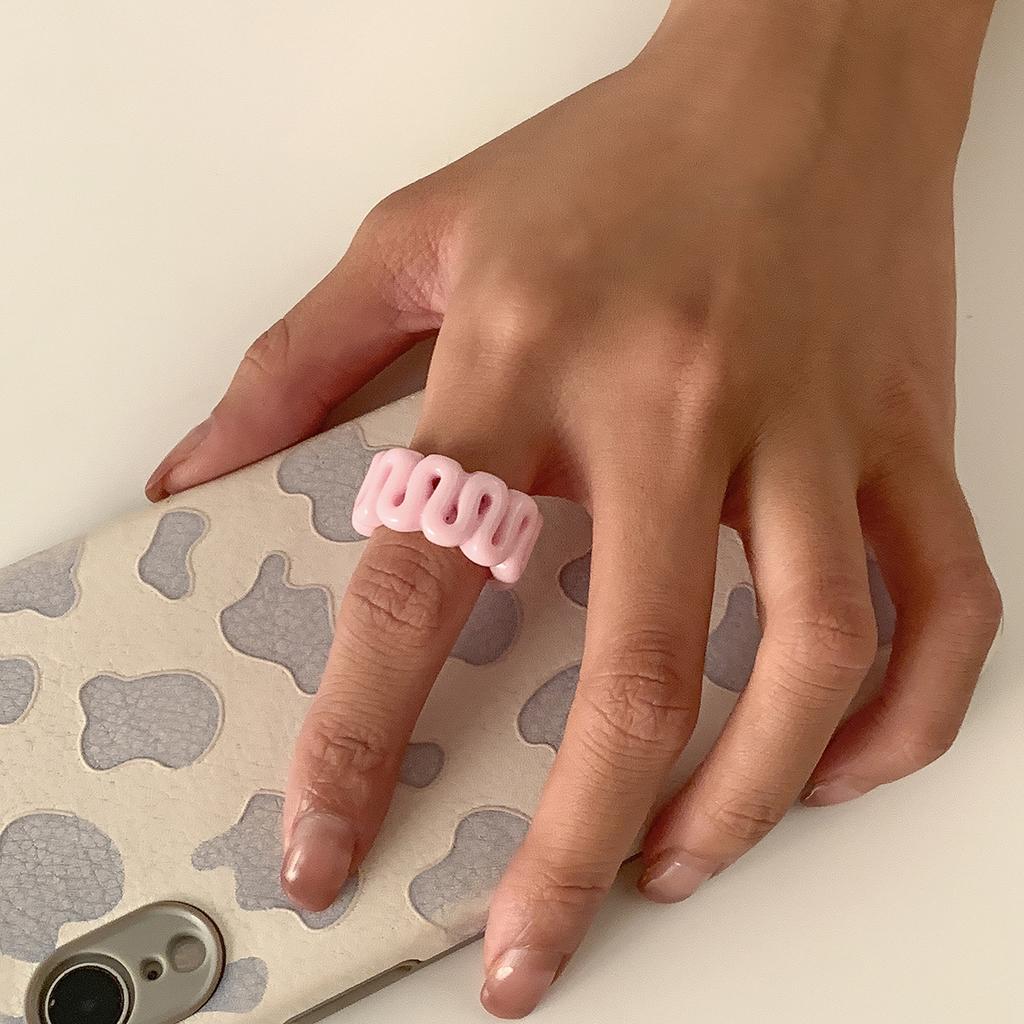 Anel feminino de resina doce e legal com tendência de animal sapo, joia simples tridimensional colorida, joia