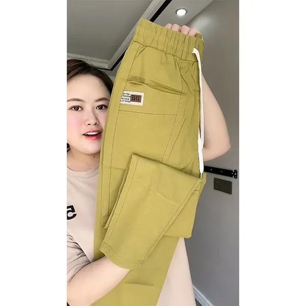 

Женские летние винтажные тонкие шаровары с высокой талией, свободные хлопковые льняные брюки, прямые повседневные брюки XL