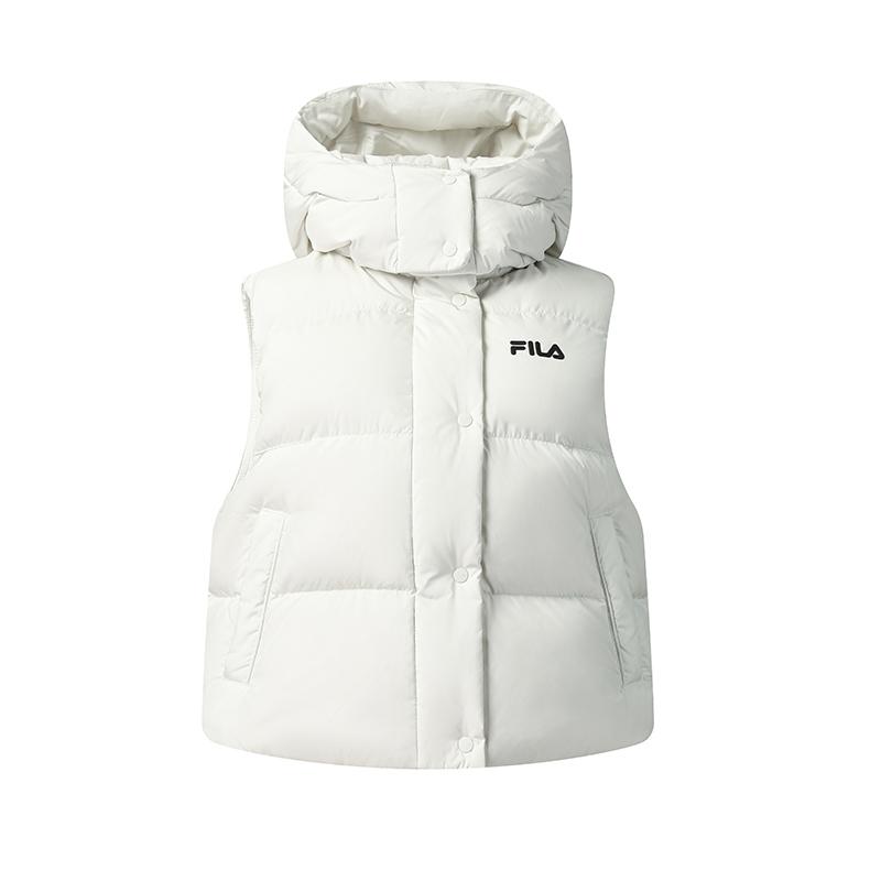 Fila Оригинальный Повседневный Модный Минималистичный Водонепроницаемый Пятноустойчивый Мягкий Легкий Теплый Жилет Пуховик с Капюшоном Женский жилет F51W549903FGY S