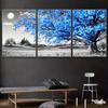 3PCS Blue Tree in The Gray Landscape Poster Nordic Wall Art Canvas Painting for Living Room Poster and Prints Frameless Pictures