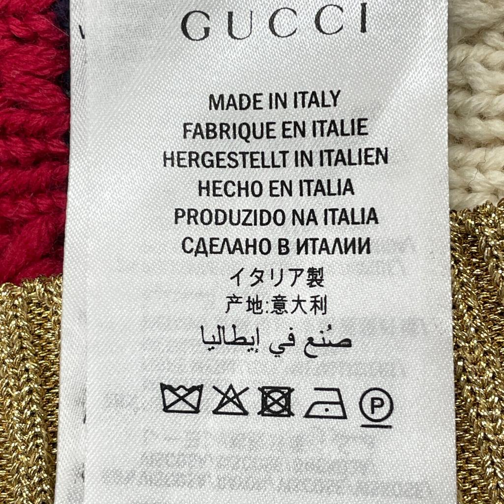 GUCCI 434363 X5D24 Multicolor Wool GG Pearl Button Stripe Knit Pullover tops M multicolorUsed