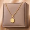 Initial Hexagon Necklaces For Women Stainless Steel A-Z Letter Hexagon Pendant Necklace Birthday Wedding Jewelry Gift