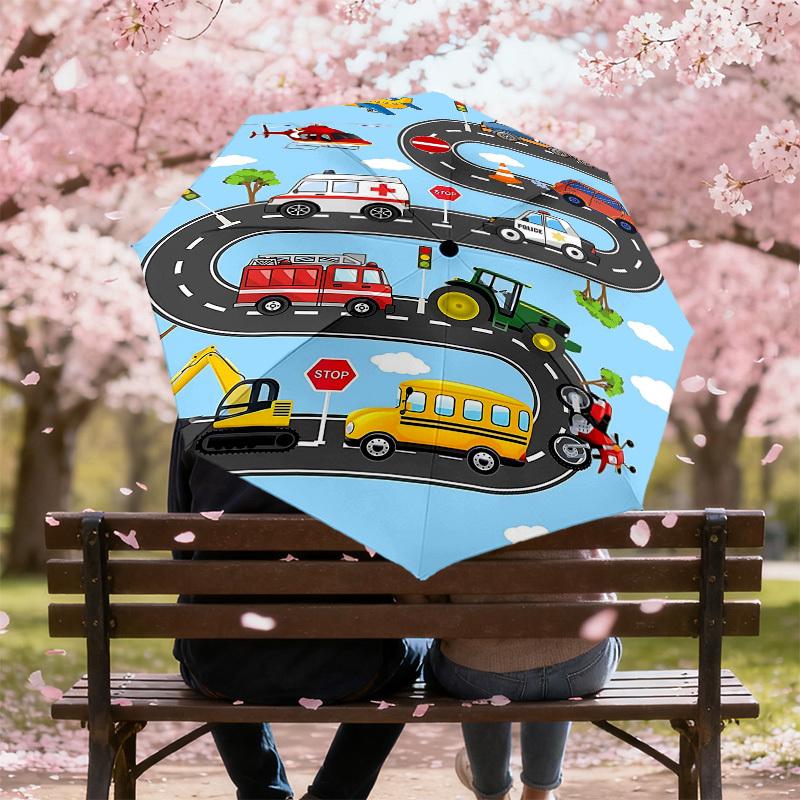 1PC Transportation Vehicle Umbrella-8-Rib Reinforced, Automatic Open, Lightweight & Durable, Cute Fashion Accessory for Outdoor-T318
