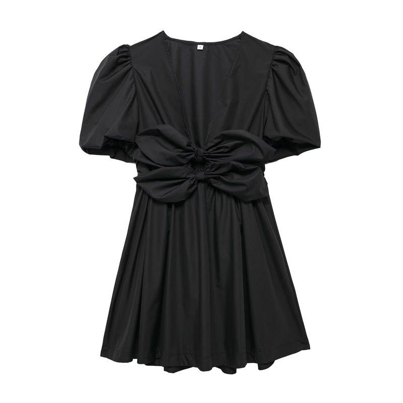 Kaslead New Arrival Women's Clothing Fashion Style Fashion Casual Bows Decorative Elastic Waist Dress