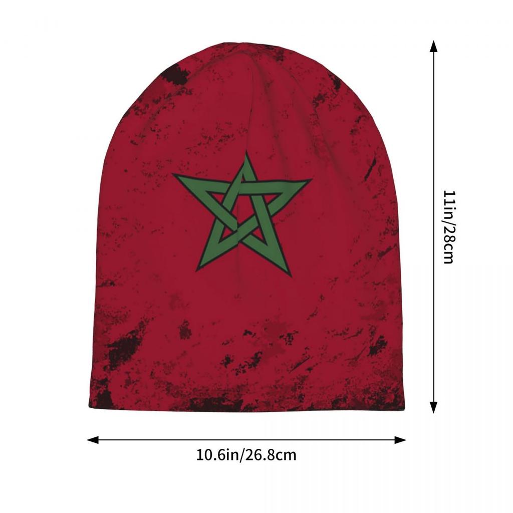 Moroccan Flag Bonnet Hats Autumn Winter Outdoor Skullies Beanies Hats Morocco for Unisex Women Summer Thermal Elastic Caps