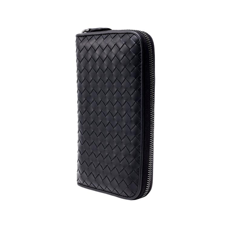 Bottega Veneta Nero Intrecciato Zip-Around Wallet Unisex Wallet Black 114076V46511000