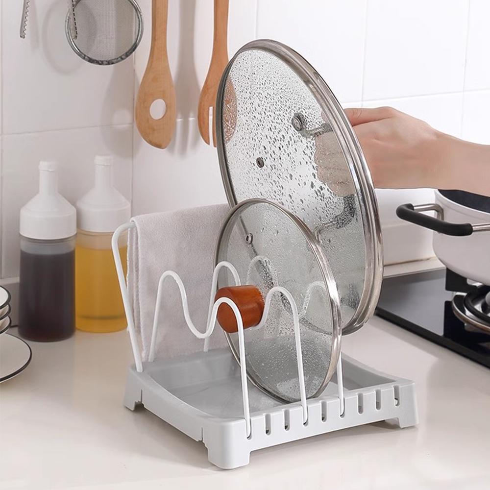 1PCS Kitchen Pan Pot Cover Lid Rack Stand Spoon Holder Home Storage Soup Spoon Rests Drain Rack Kitchen Organizer Shelf ToolsTowel Holder Rack