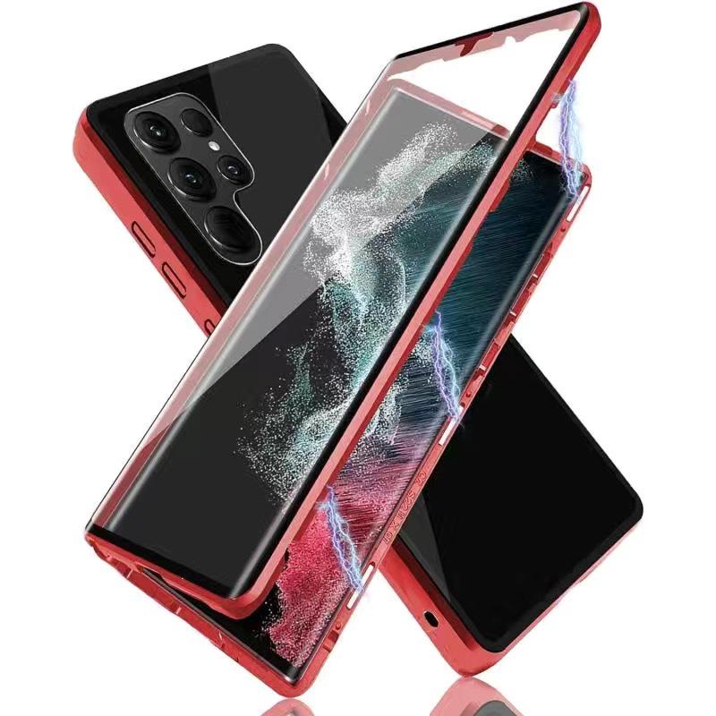 Wanmagi King Metall Magnetische Doppelseitige Hülle für Samsung S24u/S22U/S23fe Galaxy Handy