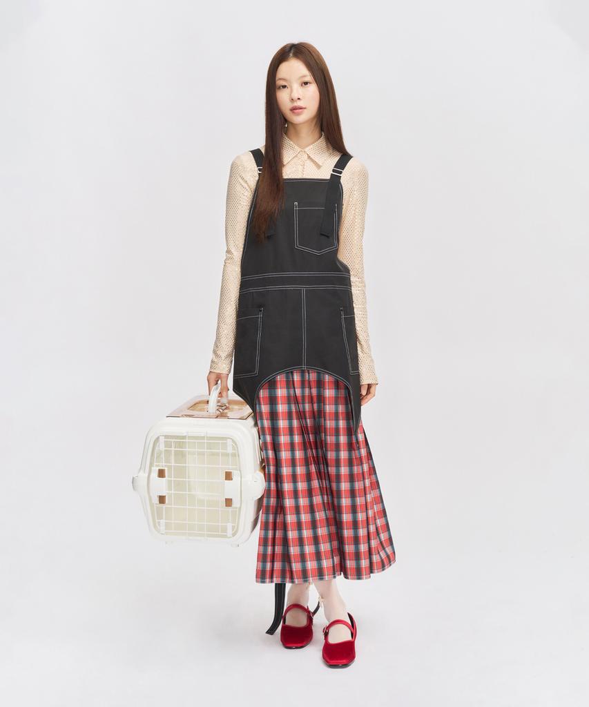 Eipeuleonwei Scarlet Check Black Apron Dress