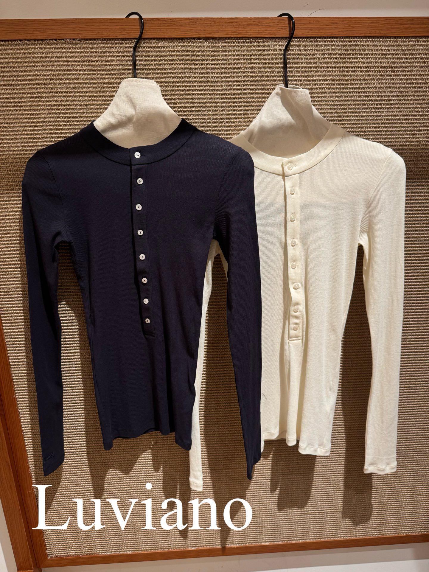 

Хлопковая вязаная футболка Весна 2026 - Узкий стиль Хенли в рубчик L (Bulk discount available)