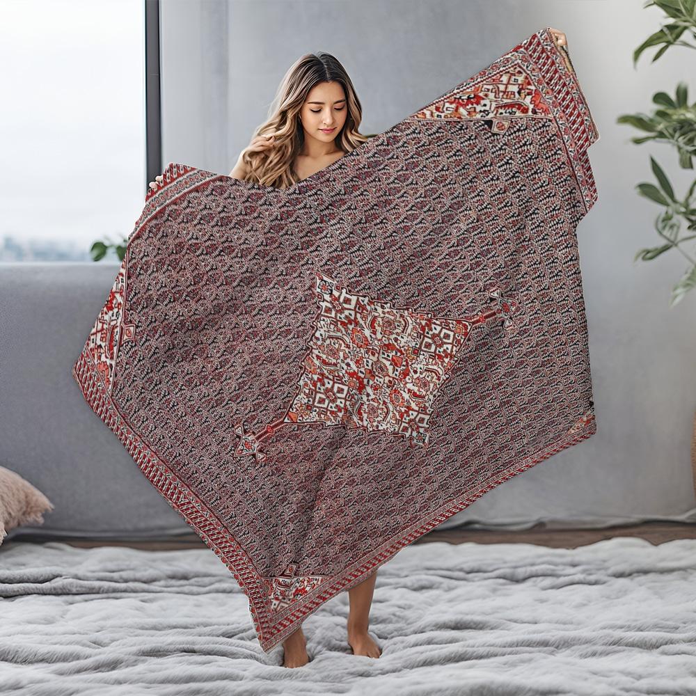 Moroccan Tribal Kilim Rug Vintage Handmade Wool Area Rug Cotton Bed Throw Blanket Decorative Cushion Cover