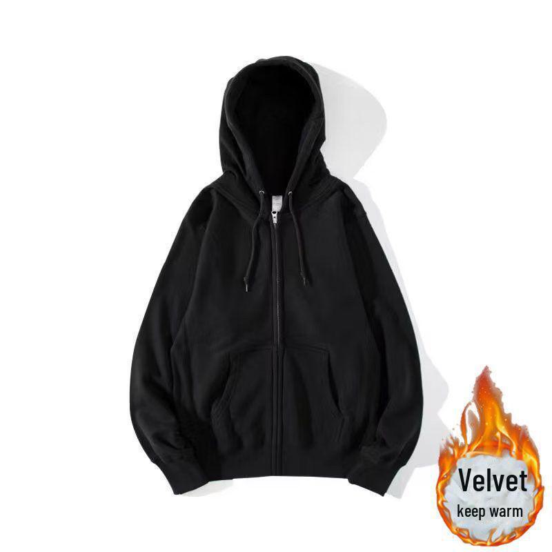 

Мужской толстый теплый кардиган с капюшоном - модная зимняя куртка свободного кроя 2XL [Approx. 135-150 kg]