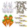 5pcs Easter Cute Rabbit Balloons White Bunny Shaped Balloons Happy Easter Foil Balloons for Easter Party Decors Kids Birthday