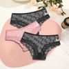 FINETOO 3PCS Women's Lace Panties Sexy Perspective Underwear Briefs Female Solid Color Hollow Out Lingerie Floral Intimates S-XL