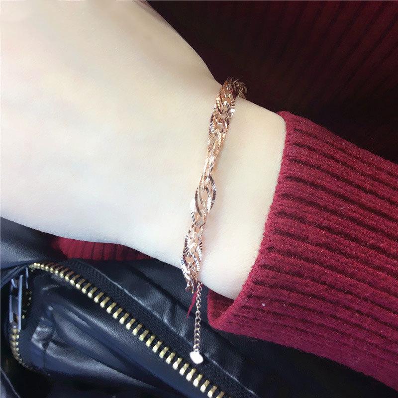 Purple Gold-Plated Rose Gold Shiny Ring Ring Ring Bracelet Simple Fashion Colored Gold Jewelry High Sense