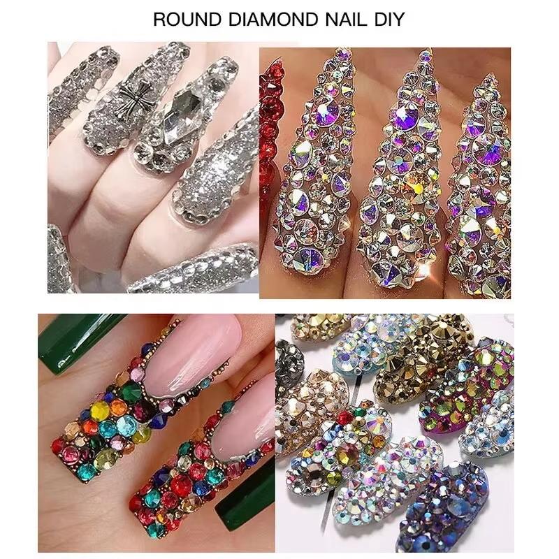 BOBOHOO Wholesale High Quality SS3-SS30 Glass Crystal Rhinestones Non Hotfix Strass Flatback Diamond Nail Art DIY Decorations