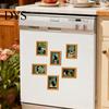 Home Art Display Accessories Funny Wooden Fridge Magnets Frame, Retro Cute Cat in Bathroom Magnetic Style Picture Frames for Metal Cabinets