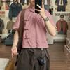 INCERUN Oversized Men Summer Short Sleeve Side Buttons Casual Vintage Tops Shirts
