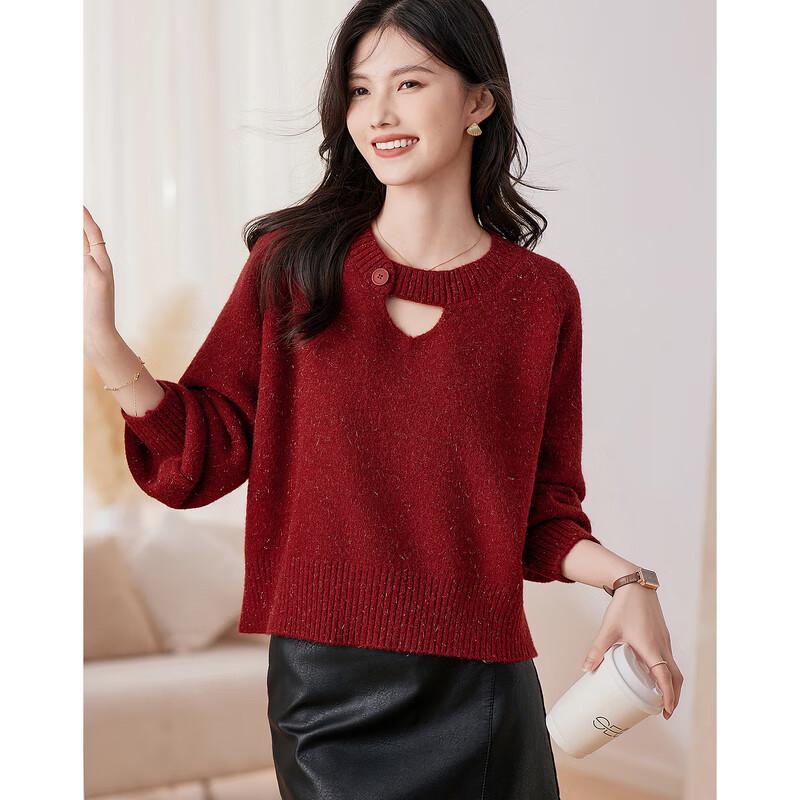 

Women s Elegant Round Neck Knit Sweater One Size