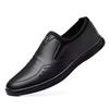 2026 Spring Men's Black Leather Slip-On Soft Sole Casual Shoes