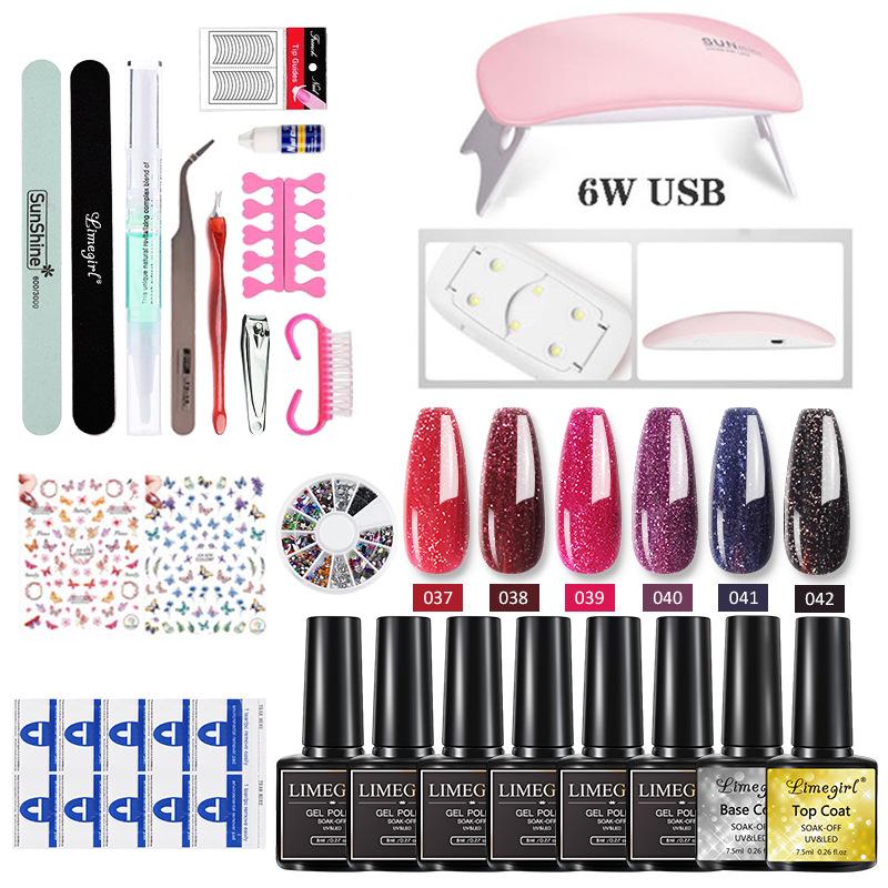 Limegirl Gel Polish Kit with UV Light Nail Art Tools Stickers Decals DIY Set Quick Dry Long Lasting Gift