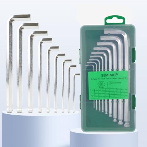 SEMIMO Hex Wrench Set: 9-Piece Set with Ball Point L-Shaped Wrenches, Chrome Vanadium Steel, Furniture Assembly, Maintenance Tool, Storage Case Includ