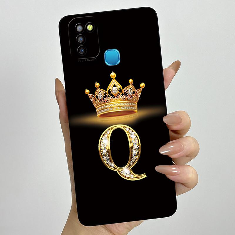 

For Infinix Smart 5 Case X657 Crown Letter Soft Silicone Back Cover Funda On Infinix Hot 10 Lite X657B Smart5 Bumper Shell Couqe Infinix Hot 10 Lite