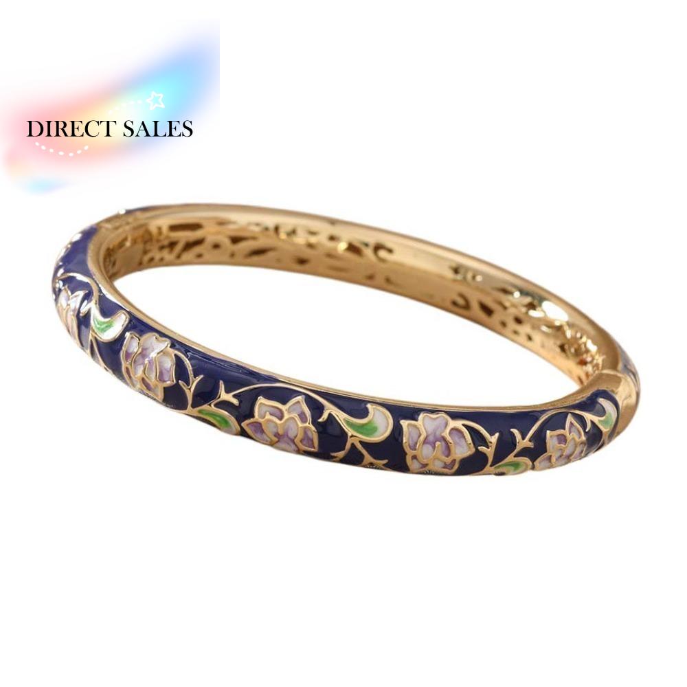 Enamel Vintage Cloisonne Bangle Traditional Peony Floral Chinese Peony Flower Bangle Vintage Chinese Women's Hand Bracelet