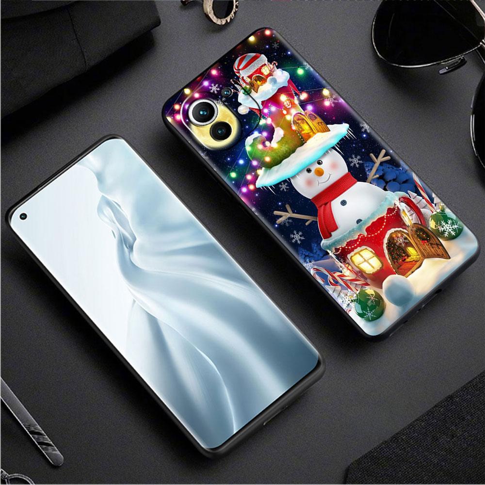 Soft Silicone Case For Xiaomi Mi 11 Lite 5G NE 11T Pro 12S Ultra 12 Note 10 10T 9T Phone Cover Bumper Funda Christmas Snowman