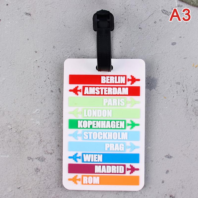Ländername Koffer Gepäckanhänger Mode Buchstaben Adresshalter Gepäcketikett Silikon Kennung Reisezubehör