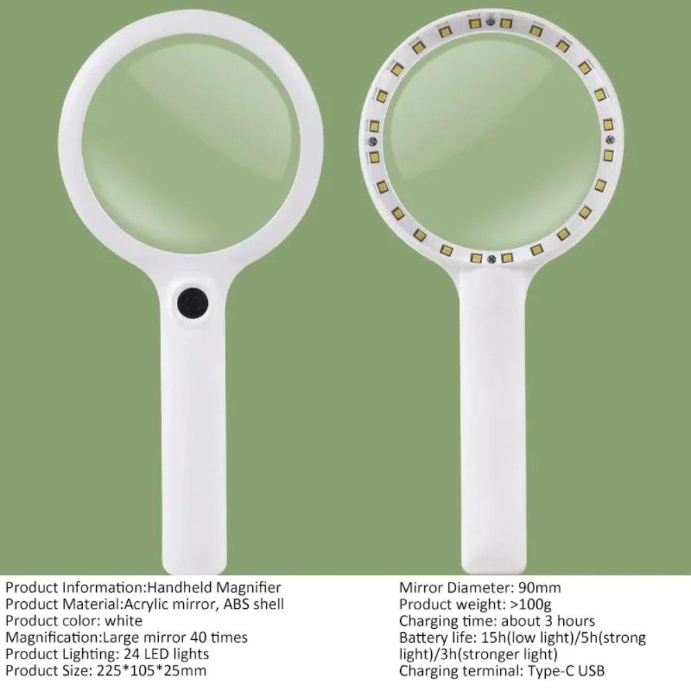 40/30/20X Magnifying Glasses Durable Handheld Microscope LED Lighted Magnifier  for Kid Elder
