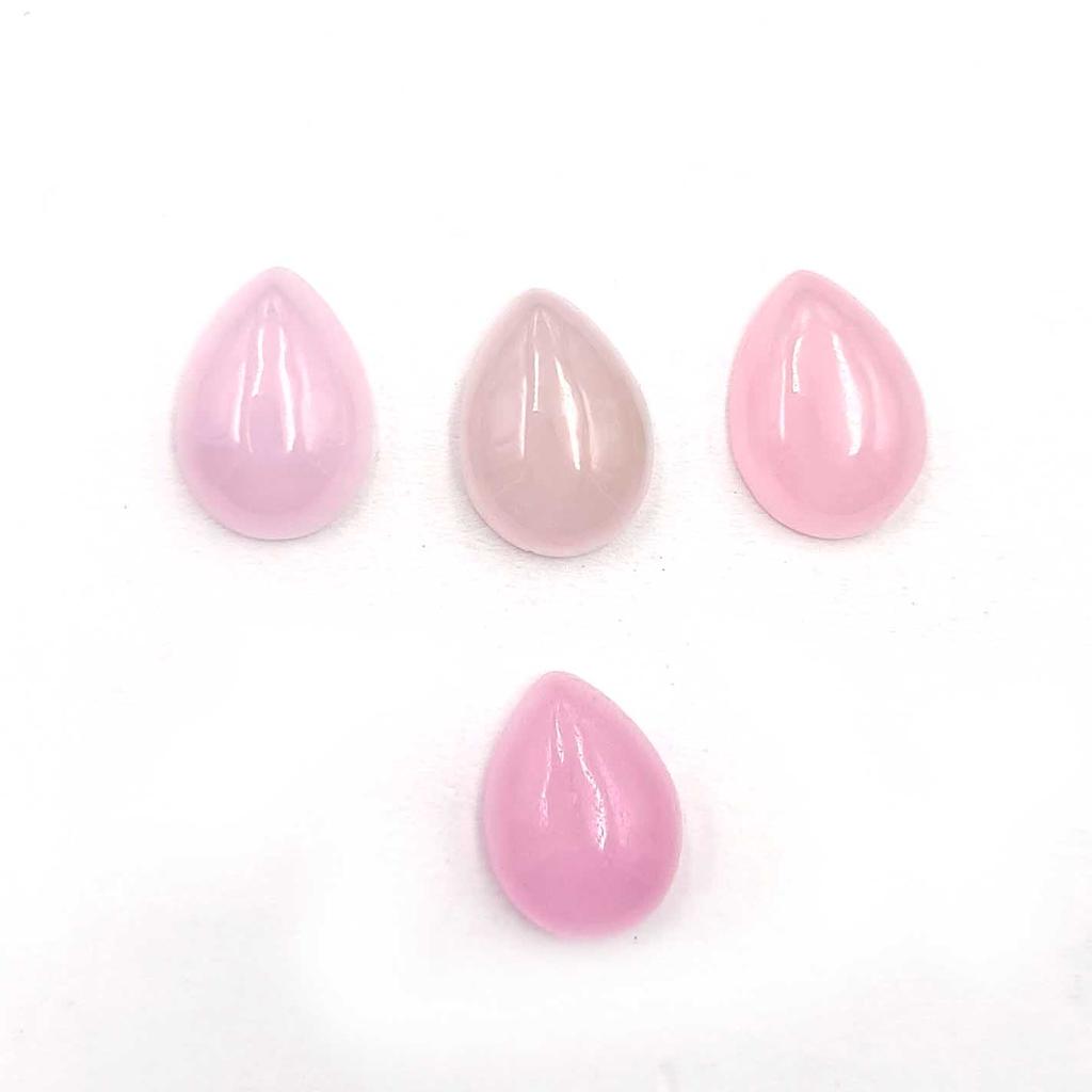 Dyed P{ink Jade Pear Cabochon Loose Gemstone Lot 4 Pcs 10 *14 MM 26 CT For Jewelry Making