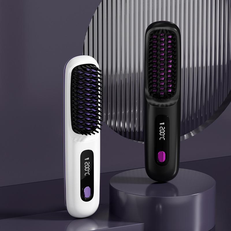 

New Portable Wireless Negative Ion Styling Comb: Straighten or Curl Hair On-the-Go.
